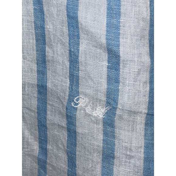 Porter & Ash 100% Linen Shirt Men’s XL Long Sleeve White Blue Coastal Striped - Picture 2 of 7